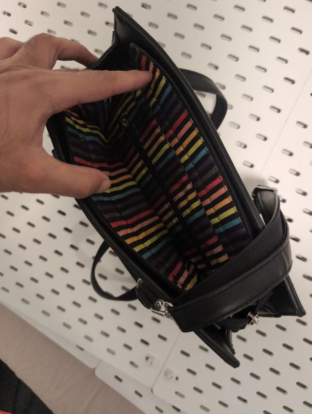 Black, Grey, and White Colour-Blocked Handbag - photo 2