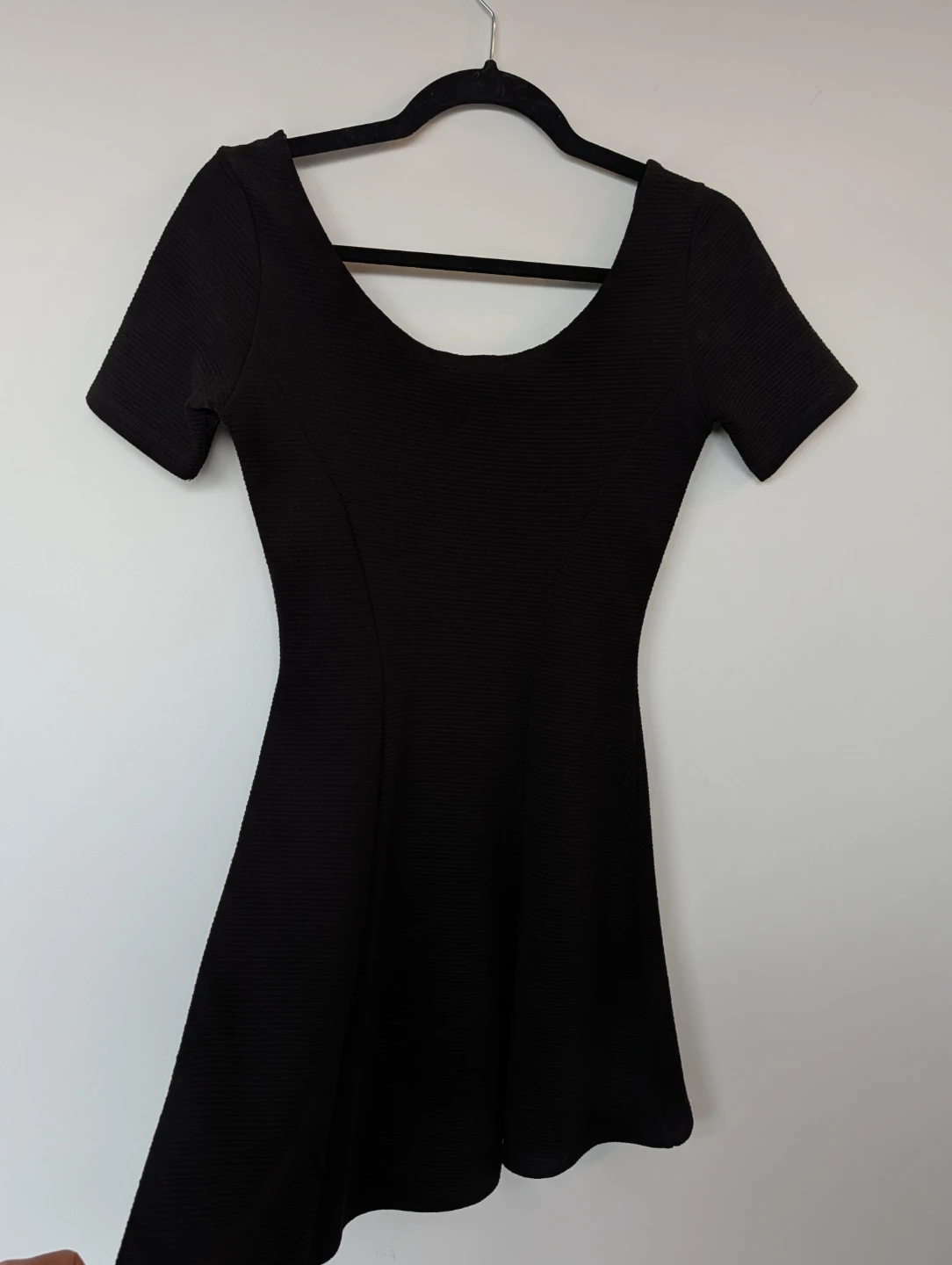 H&M Black Textured Mini Dress - Size 4