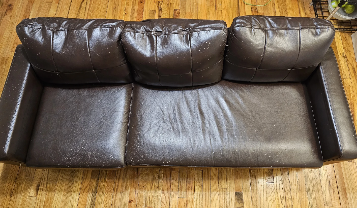 HONBAY Brown Faux Leather L-Shaped Sectional Sofa with Ottoman - photo 2