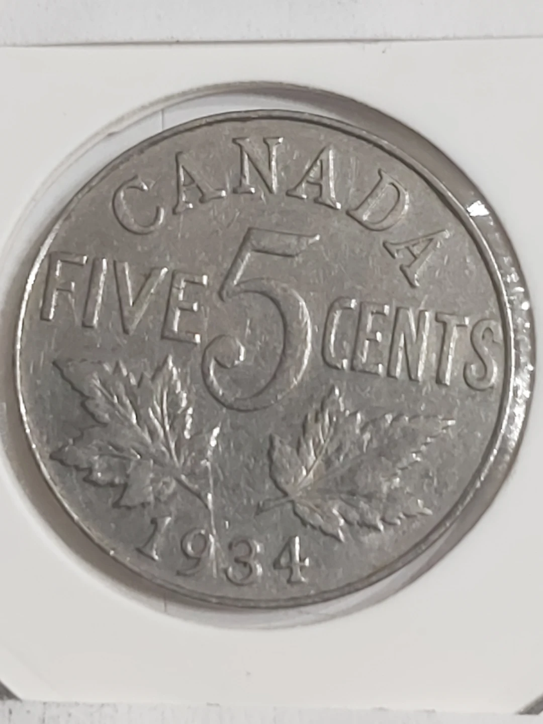 1934 Canada 5 Cent Coin - King George V - photo 2