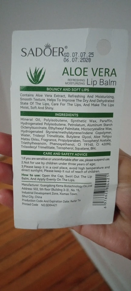 SADOER Aloe Vera Refreshing Moisturizing Lip Balm 2.7g - photo 2