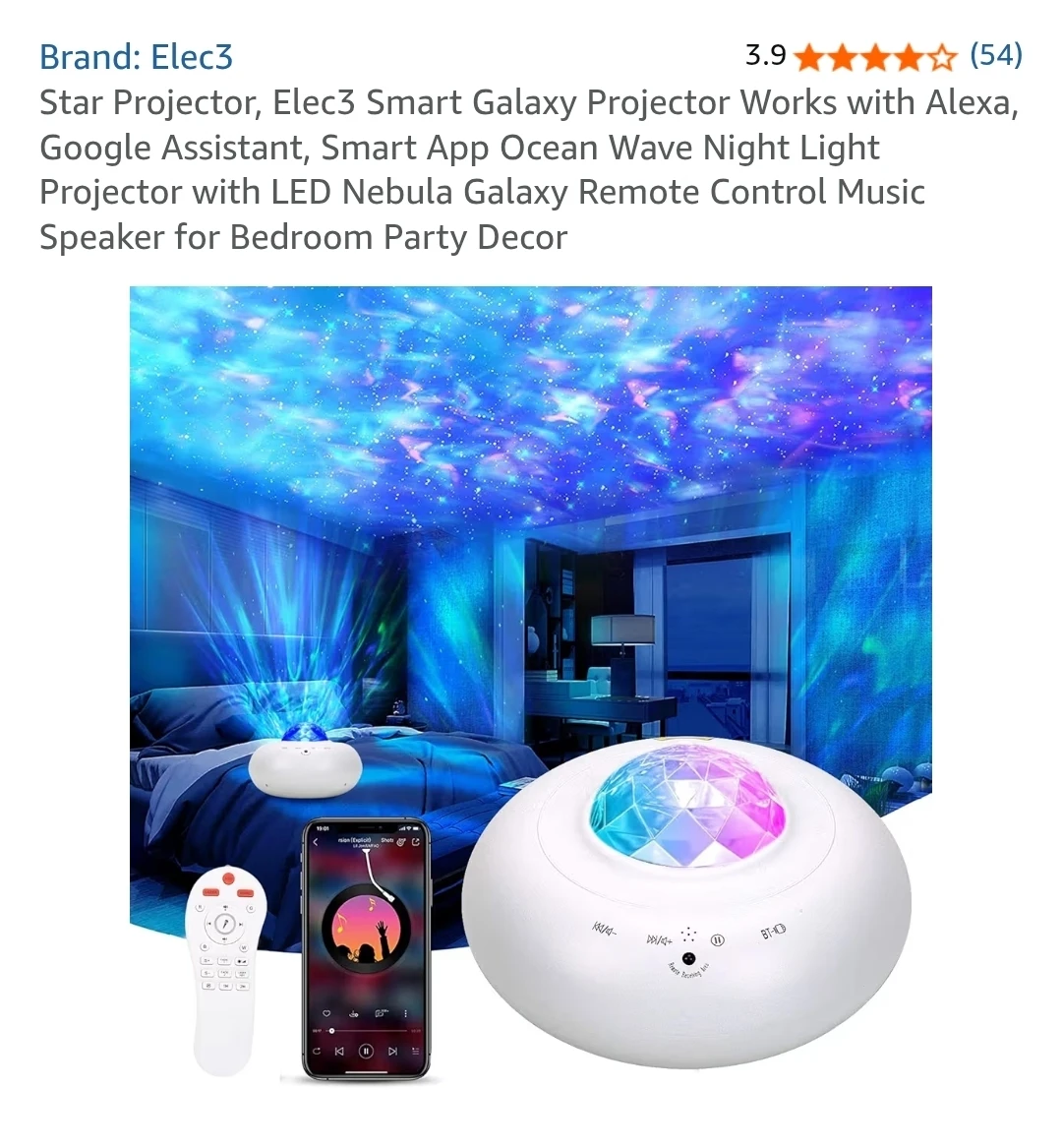 Smart Wi-Fi Music Star Light Projector