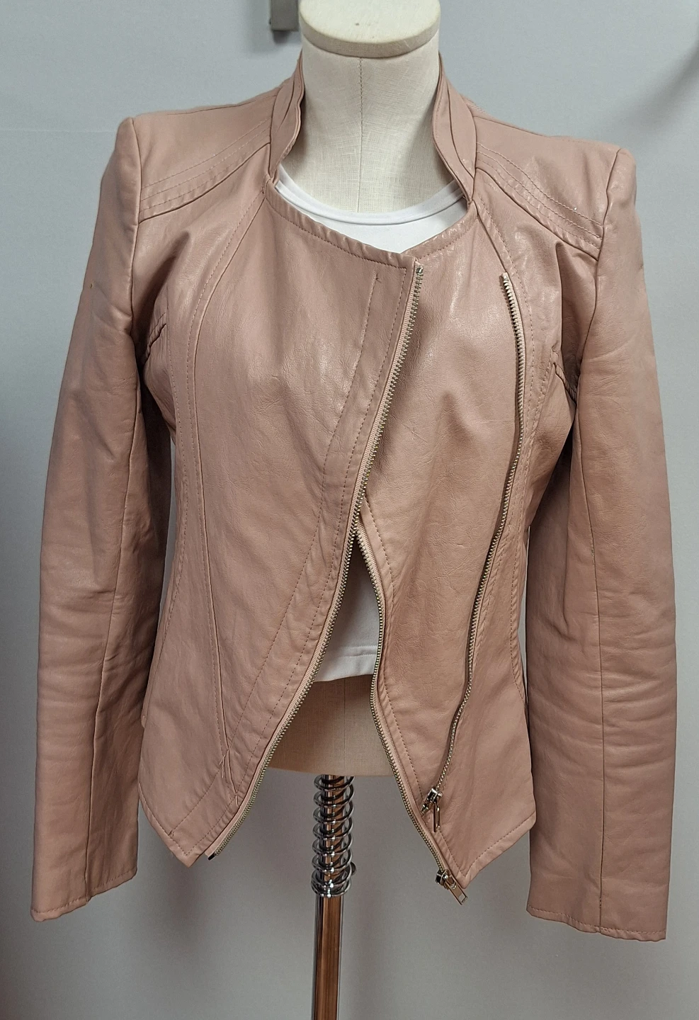 Pink Faux Leather Moto Jacket - photo 3