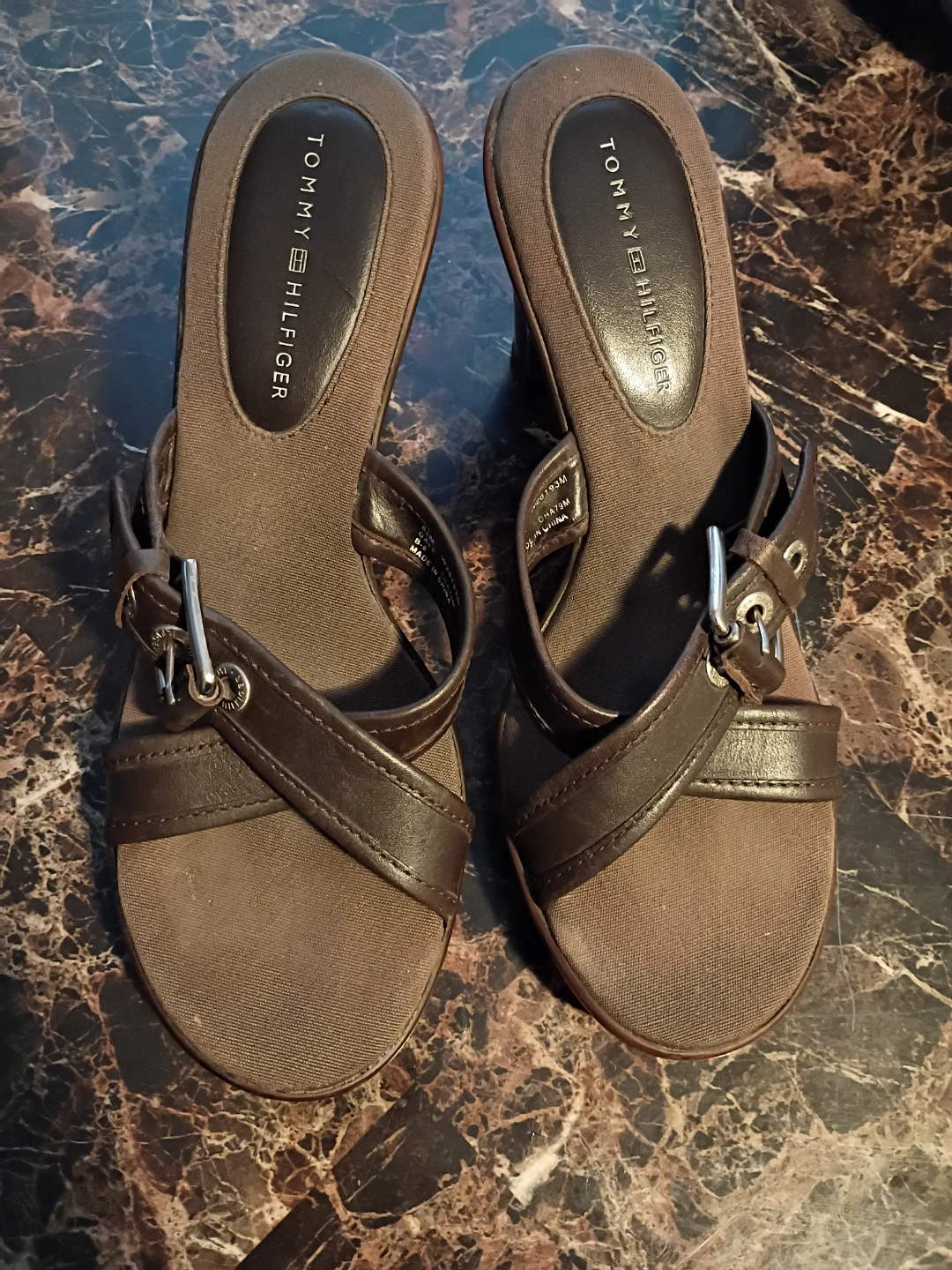 Tommy Hilfiger Women's Brown Wedge Sandals Size 8.5