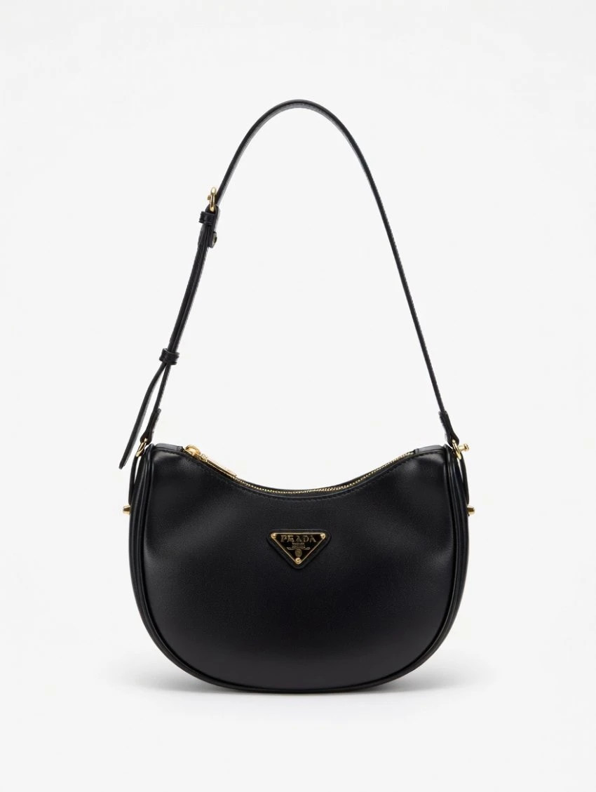 Prada Black Leather Crescent Shoulder Bag