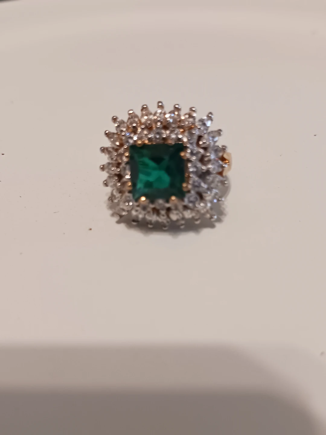 Golf Plated Emerald and Diamond Ring