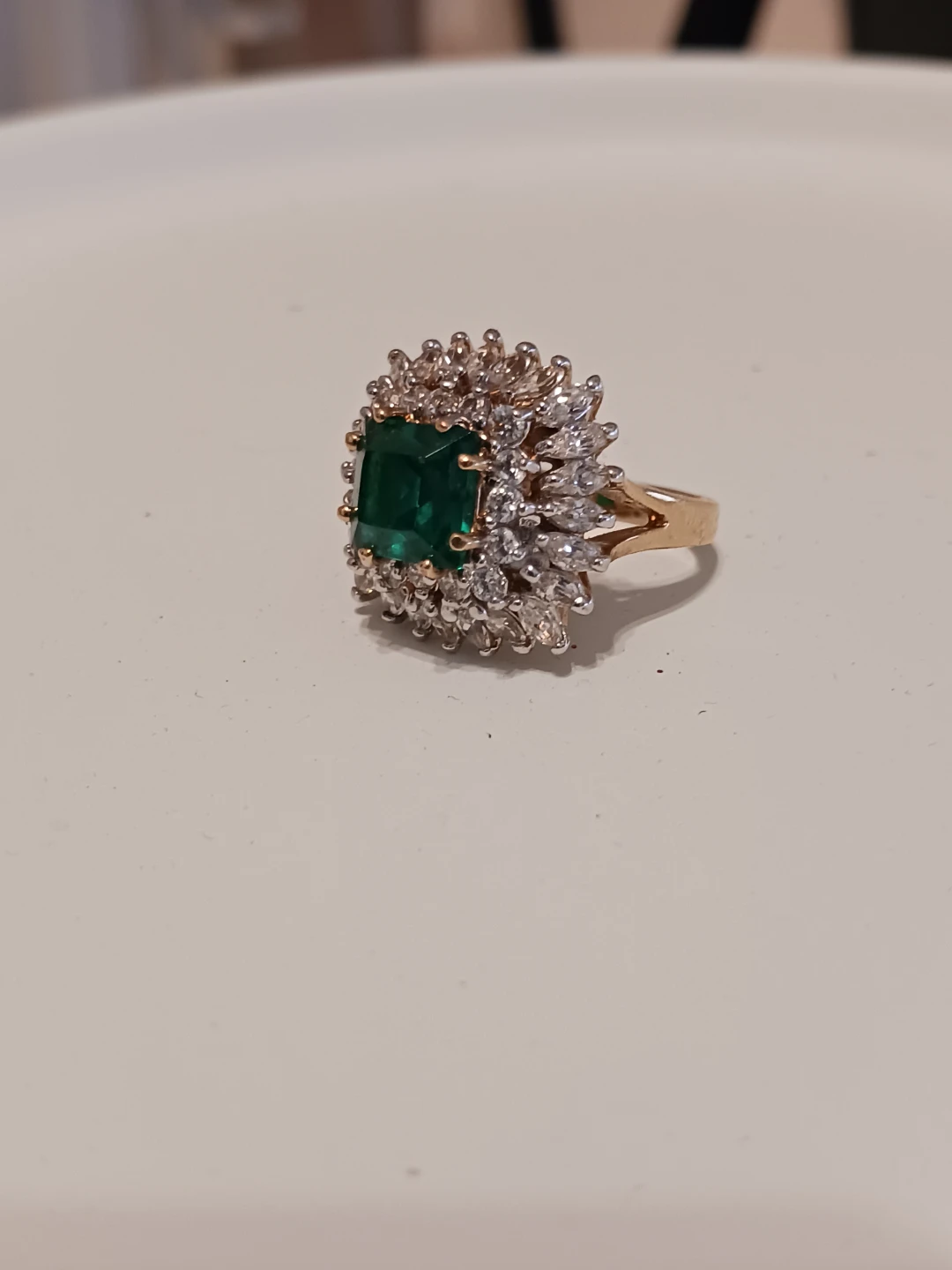 Golf Plated Emerald and Diamond Ring - photo 2