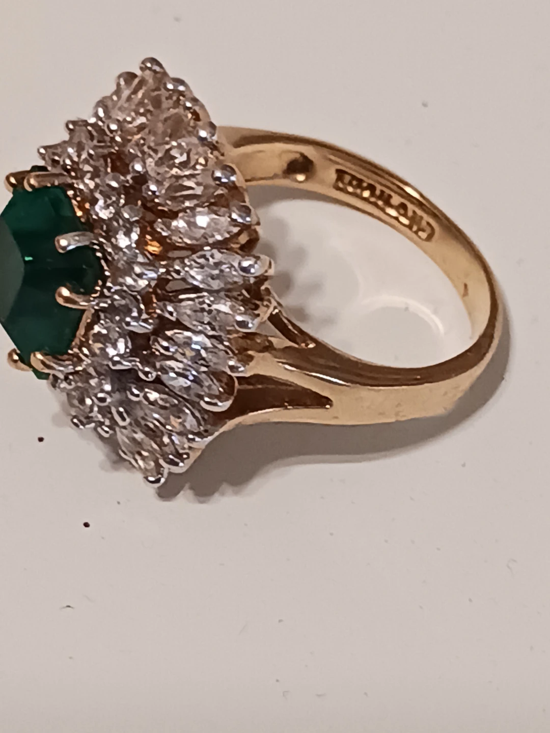 Golf Plated Emerald and Diamond Ring - photo 3