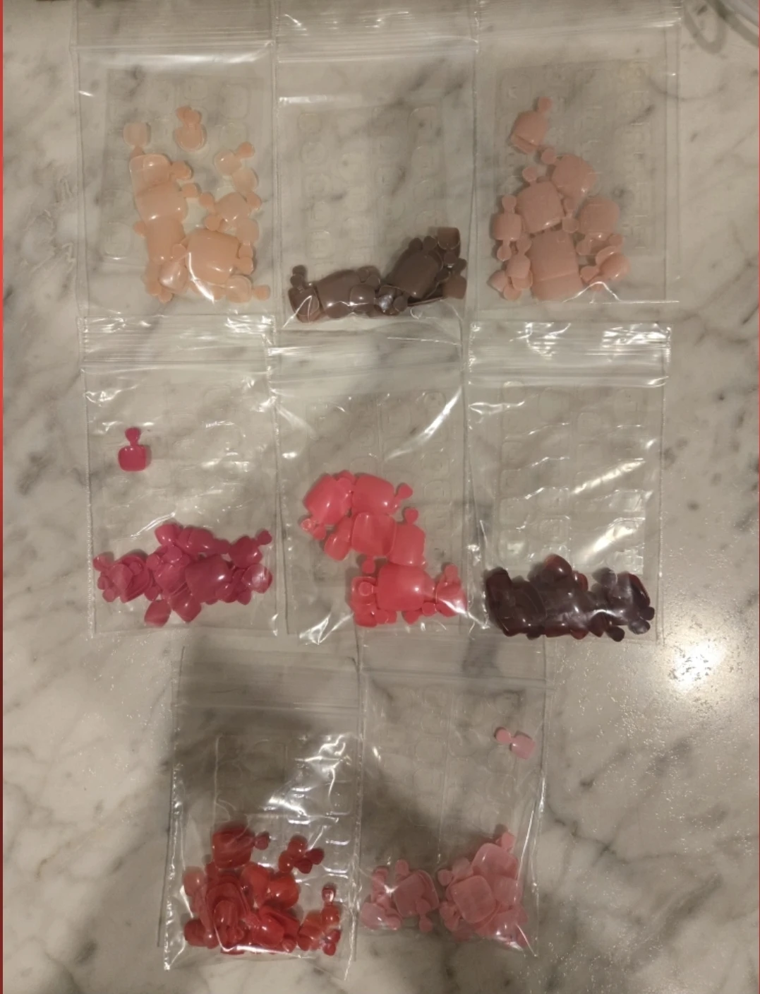 Assorted False Toenails with glue
