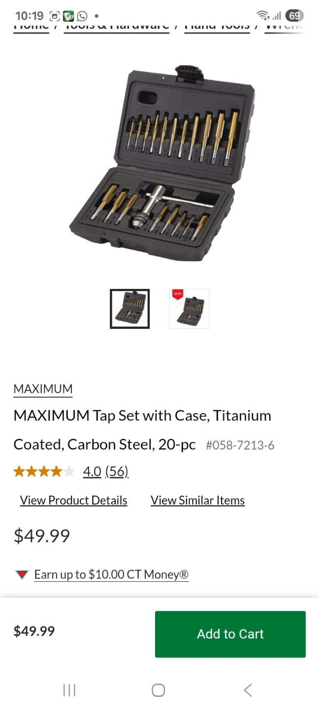 MAXIMUM Tap Set with Case, Titanium Coated, Carbon Steel, 20-pc