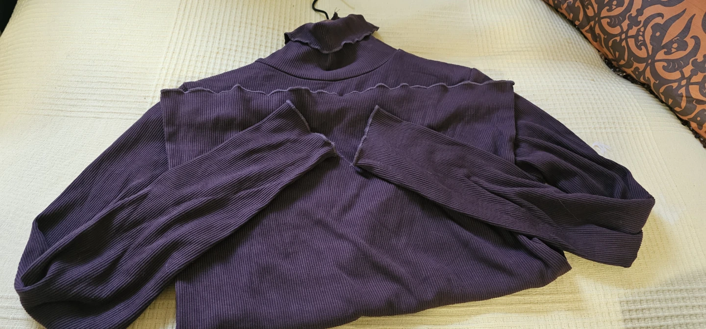 Purple Ribbed Turtleneck Long Sleeve Shirt - photo 3