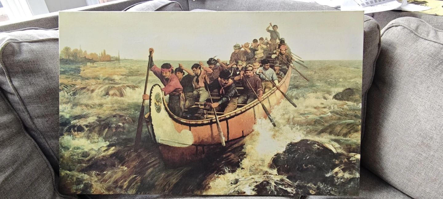 Canvas Print Painting - Man in Canoe 33"x20" - photo 2