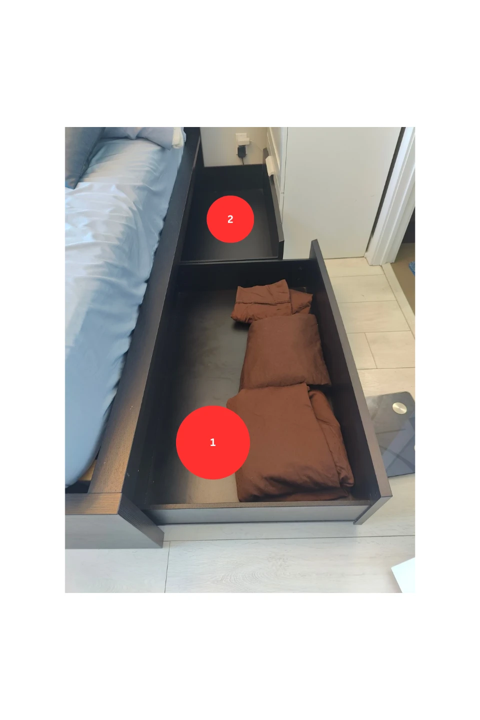 4 Dark Wood Bed Storage Drawers - photo 3