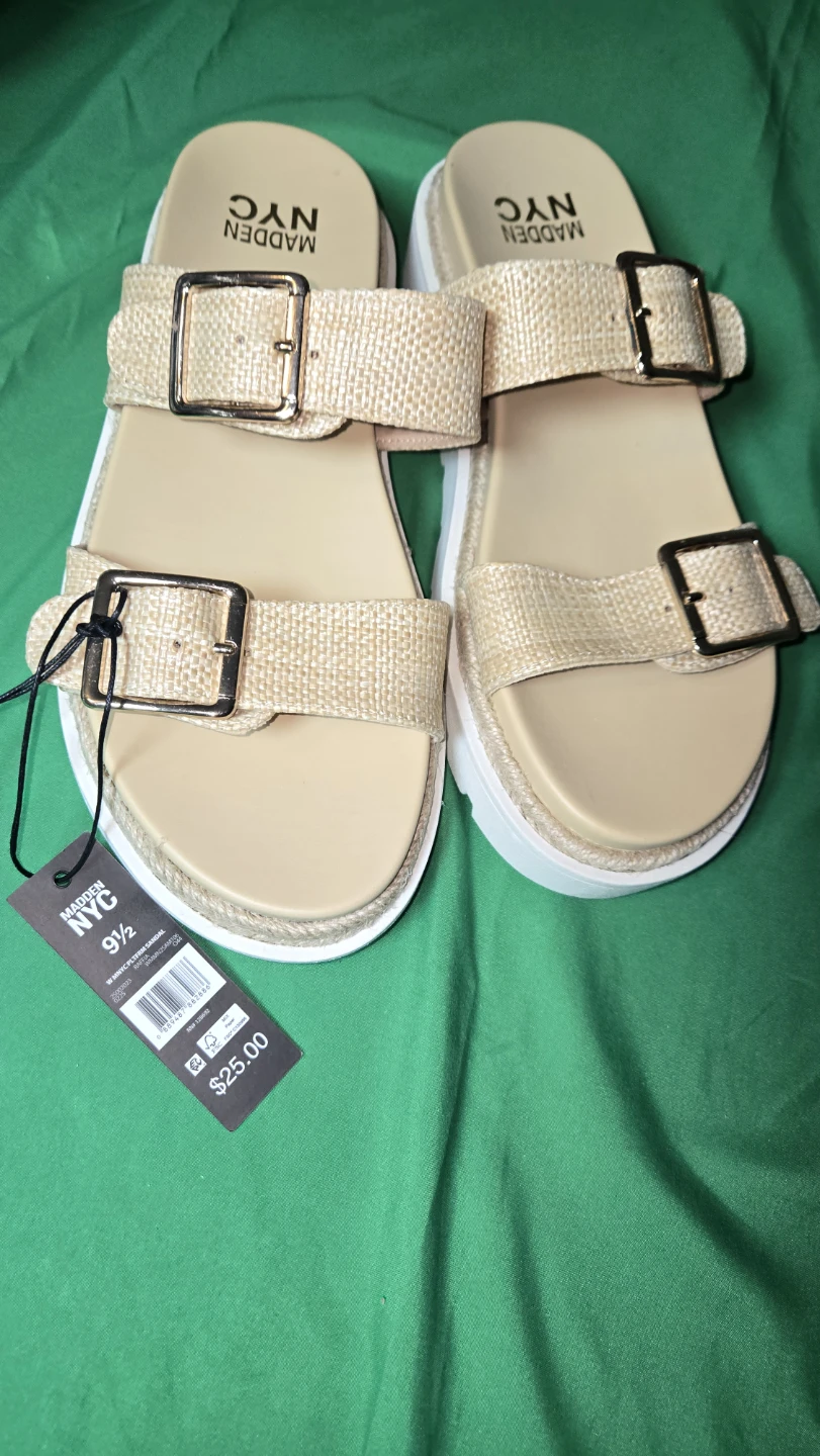 Madden NYC Women's Tan Double Buckle Slides Size 9.5 - photo 3