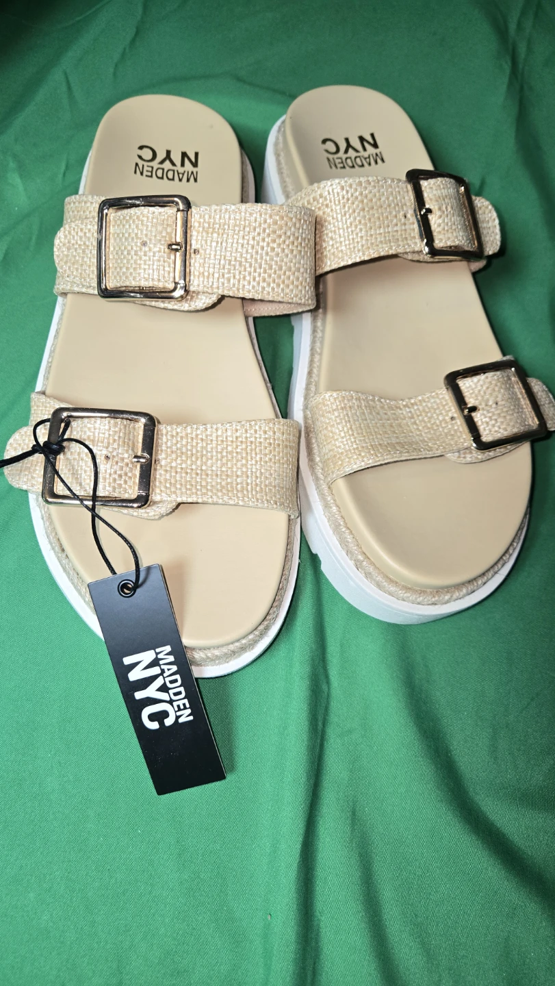 Madden NYC Women's Tan Double Buckle Slides Size 9.5 - photo 4