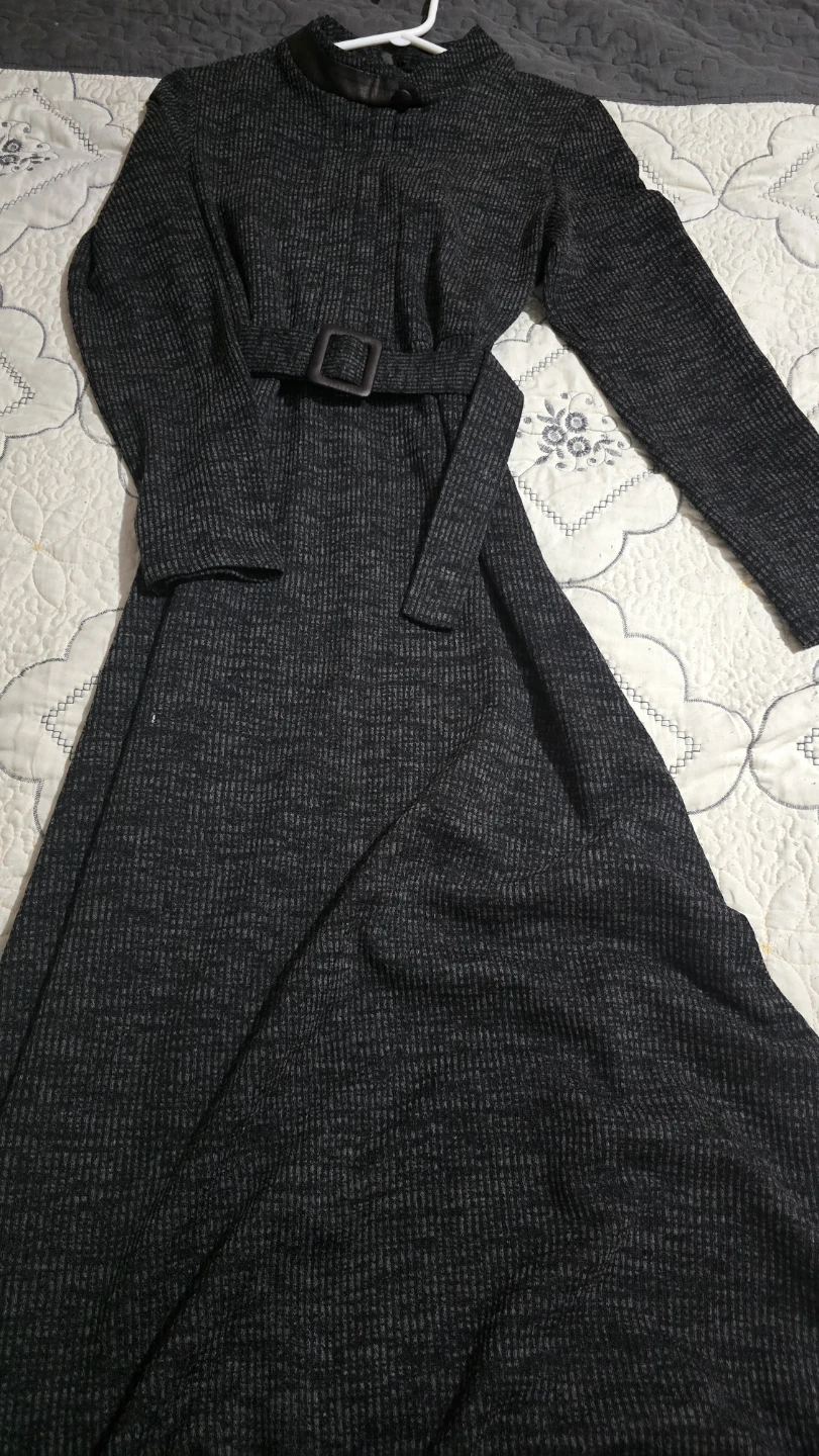 DMN By Özdogan Long Sleeve Midi Dress - Burgundy/Grey - Size 38 - photo 3