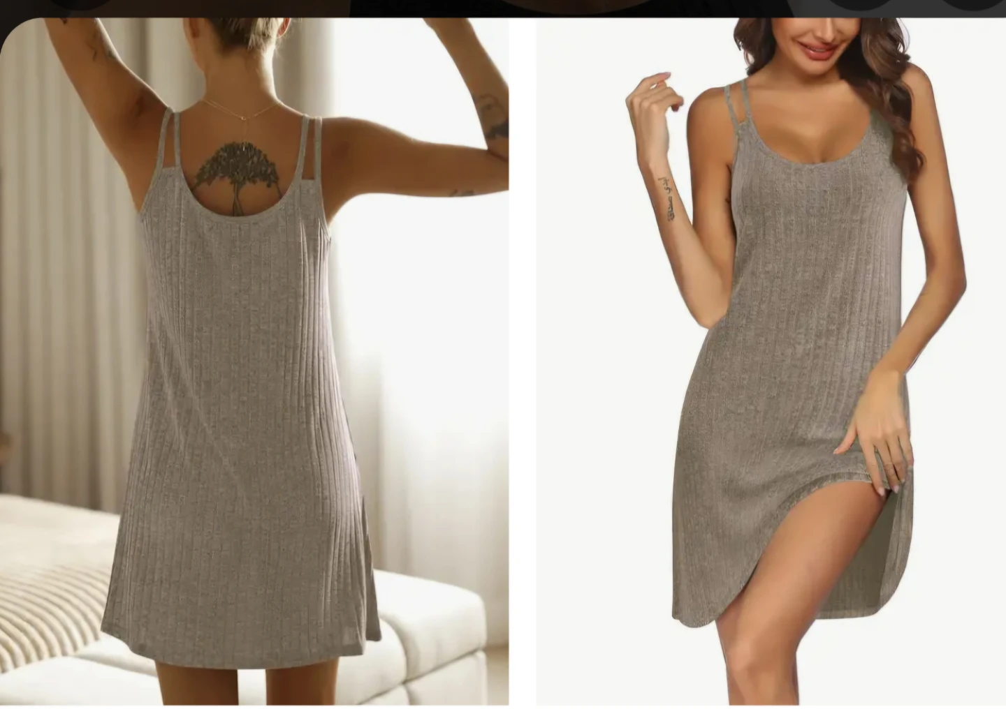 Ribbed Spaghetti Strap Mini Dress/Leisurewear
