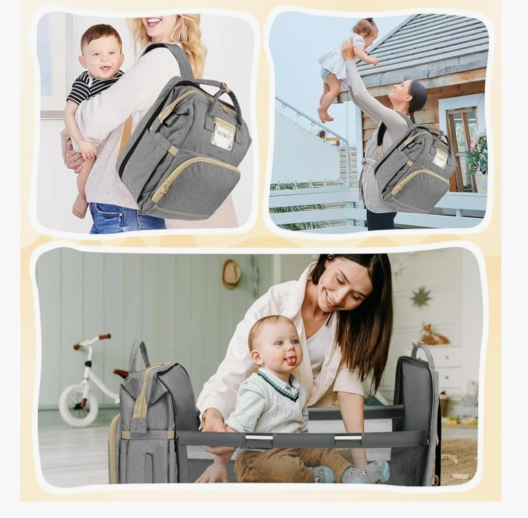 Diaper Bag Backpack with Changing Station - Grey - photo 2