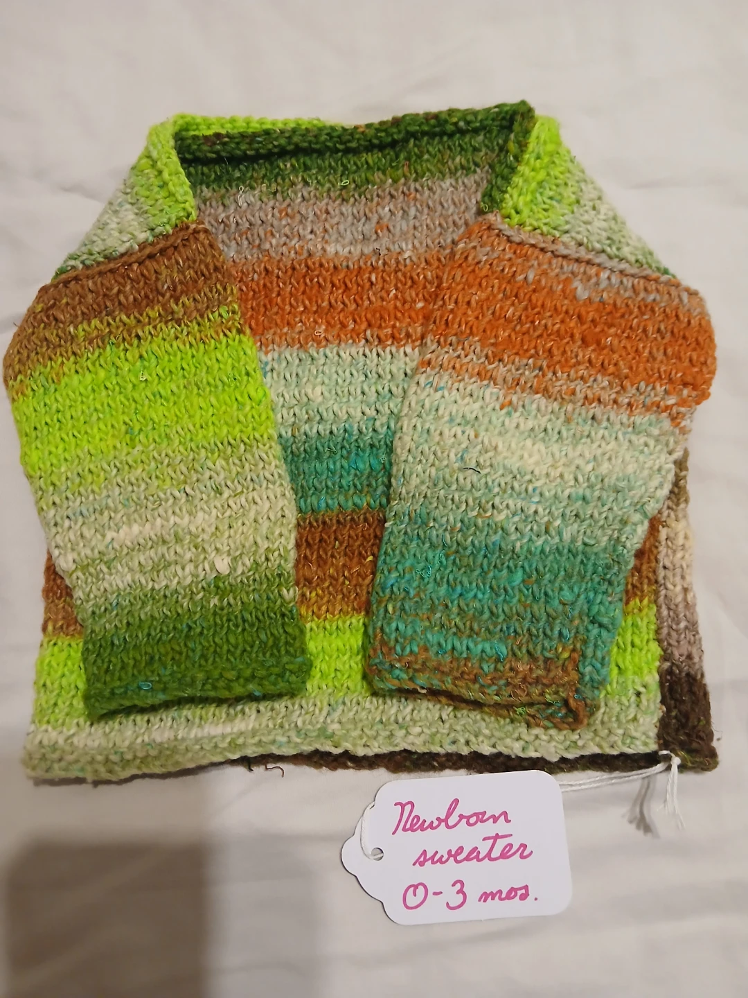 Handmade newborn boat-neck sweater
