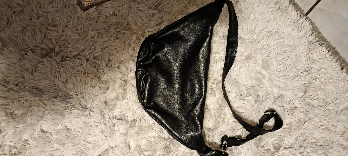 Black Faux Leather Fanny Pack