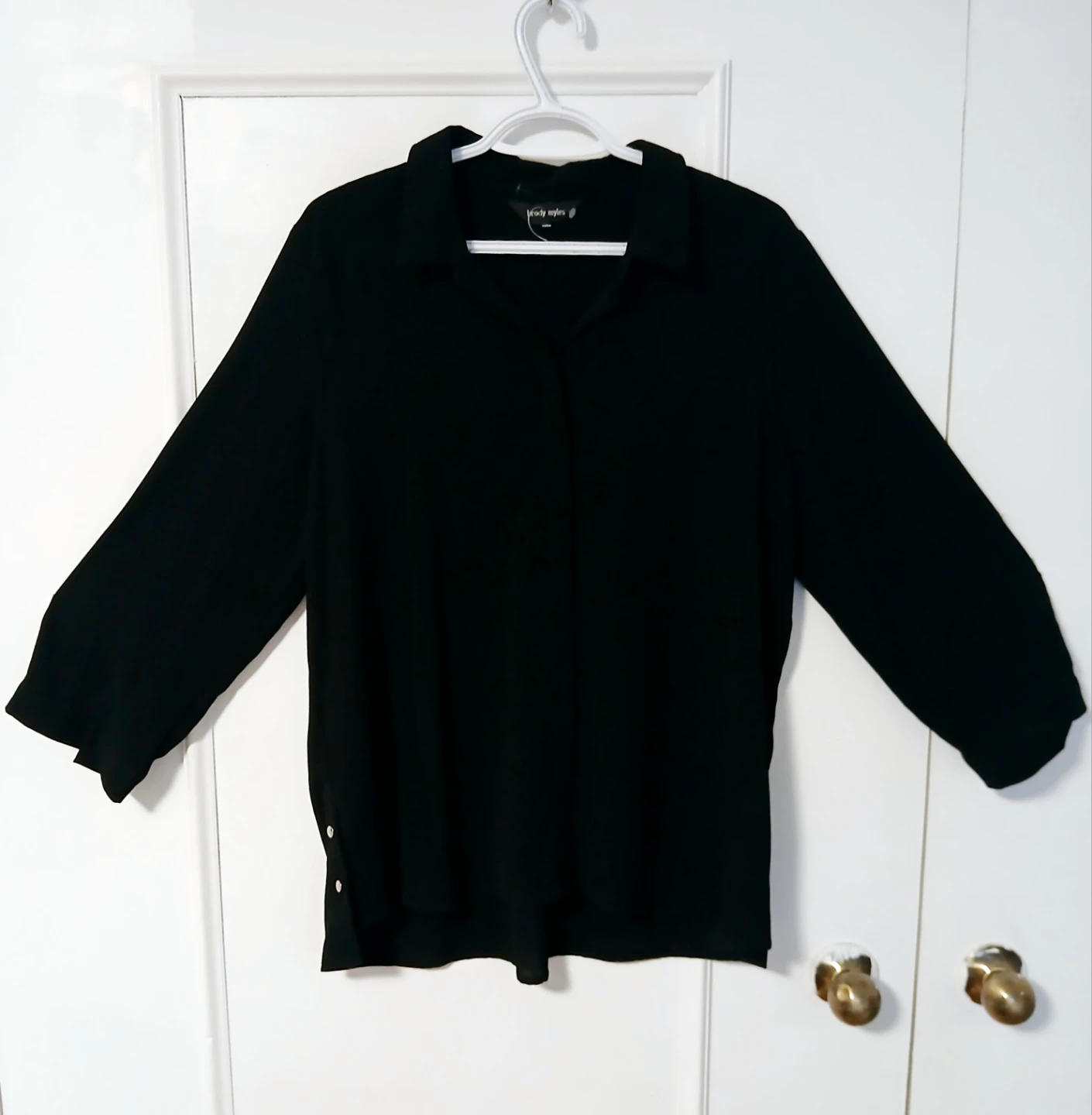 Women XL Black Button Blouse Brody Myles