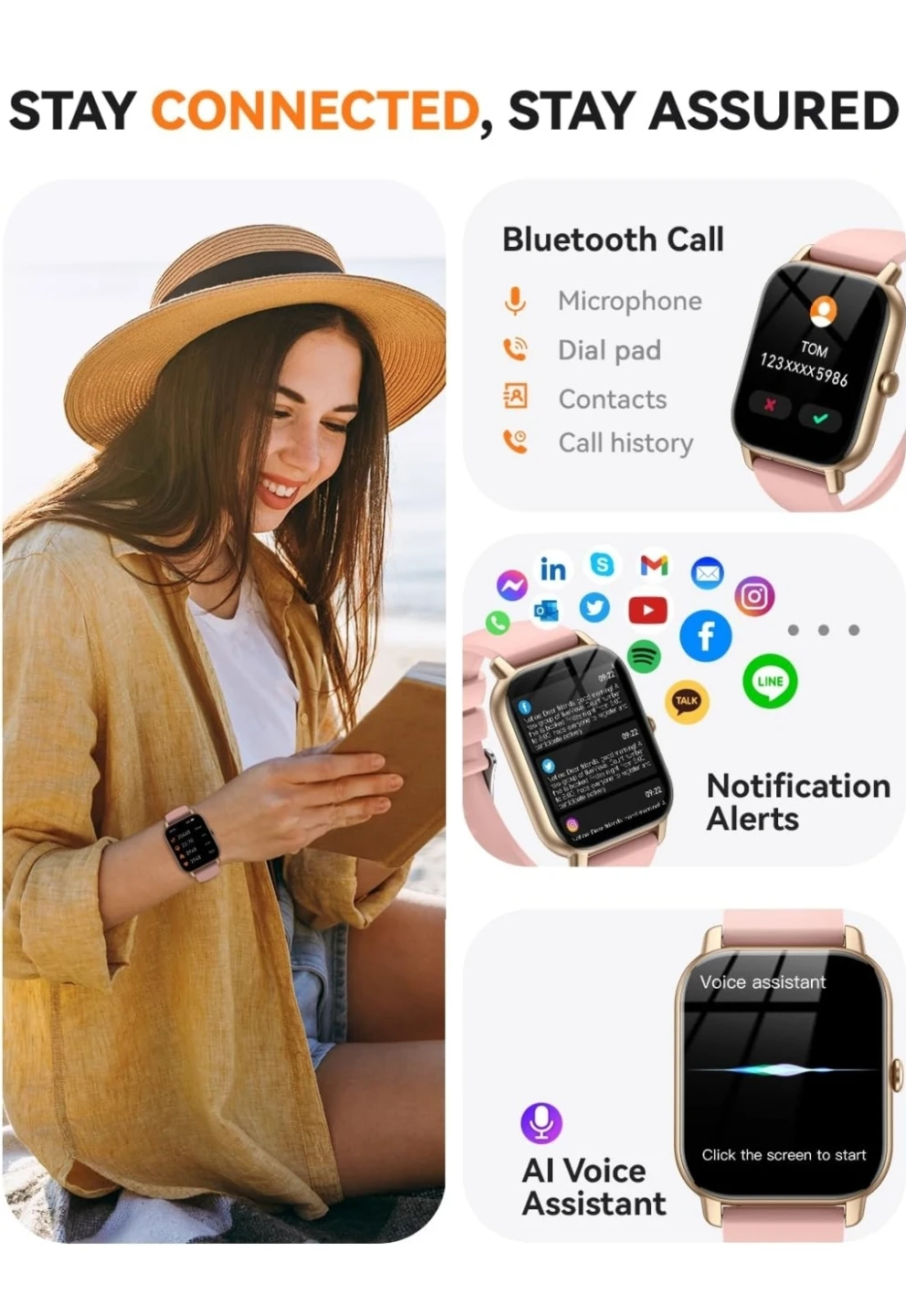 Pink Smartwatch with Gold Bezel - photo 2
