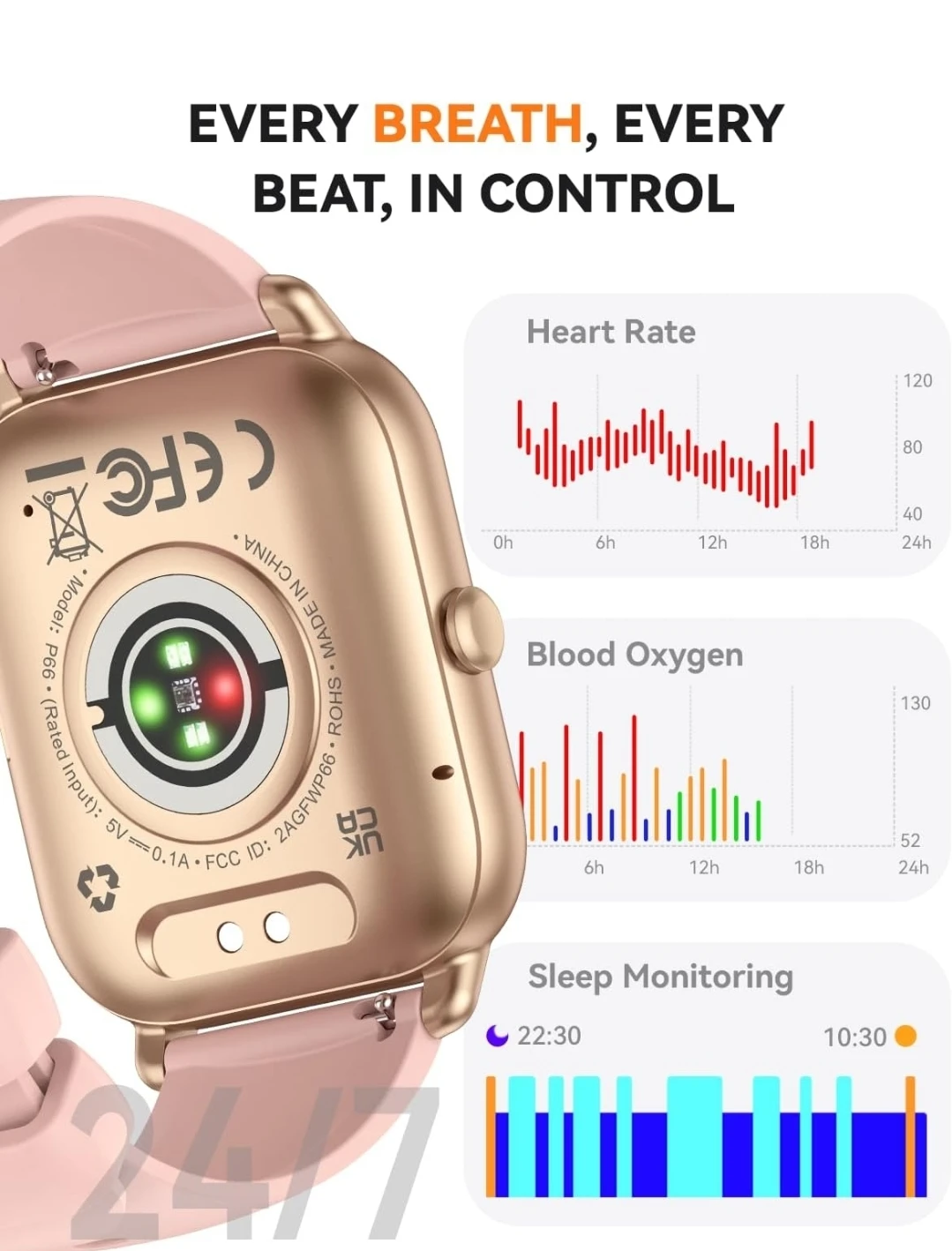 Pink Smartwatch with Gold Bezel - photo 4