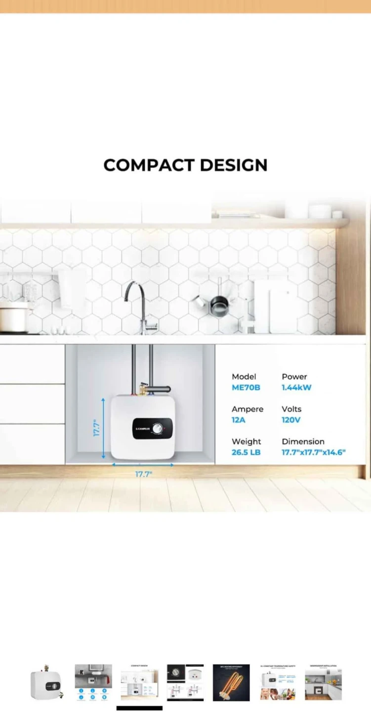 Camplux ME70B Mini Tank Electric Water Heater - 1.44kW - photo 4