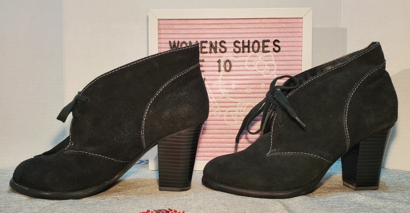 Naturalizer Womens Black Suede Lace-up Ankle Boots Size 10 - photo 4