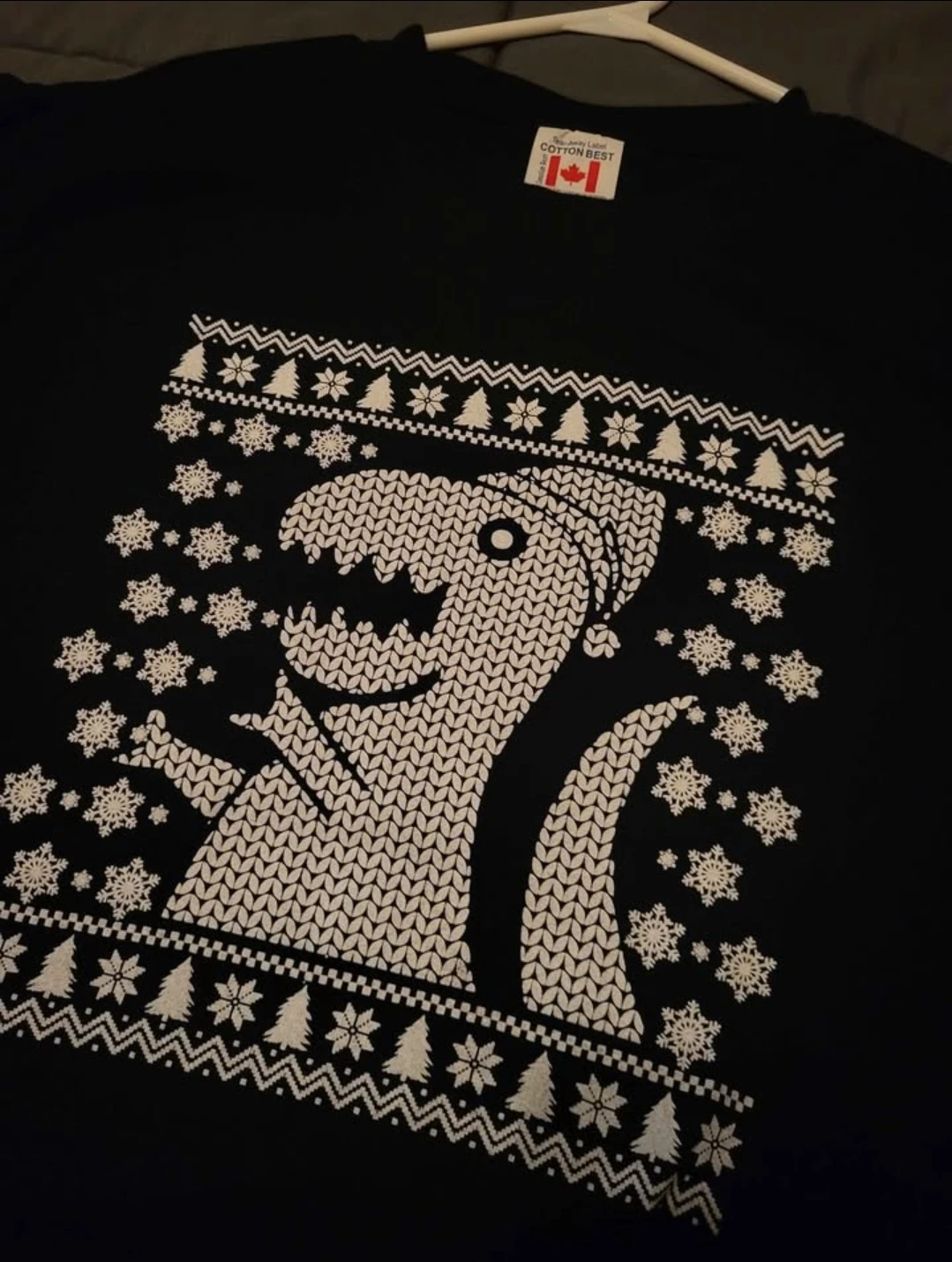 Cotton Best Dinosaur Ugly Christmas Sweater T-Shirt Size L - photo 2