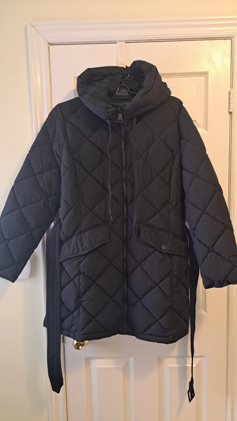 Calvin Klein Black Quilted Hooded Puffer Coat XL/TG