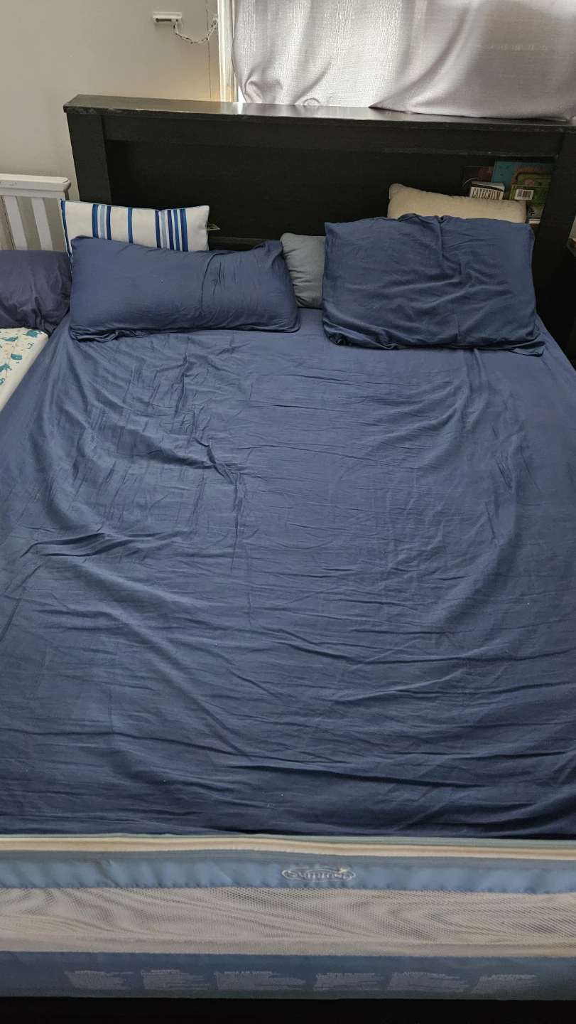 Moving sale - Dark brown bed with ample storage with night stand