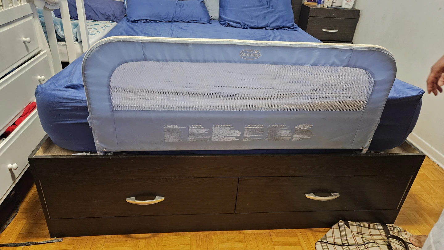 Moving sale - Dark brown bed with ample storage with night stand - photo 2