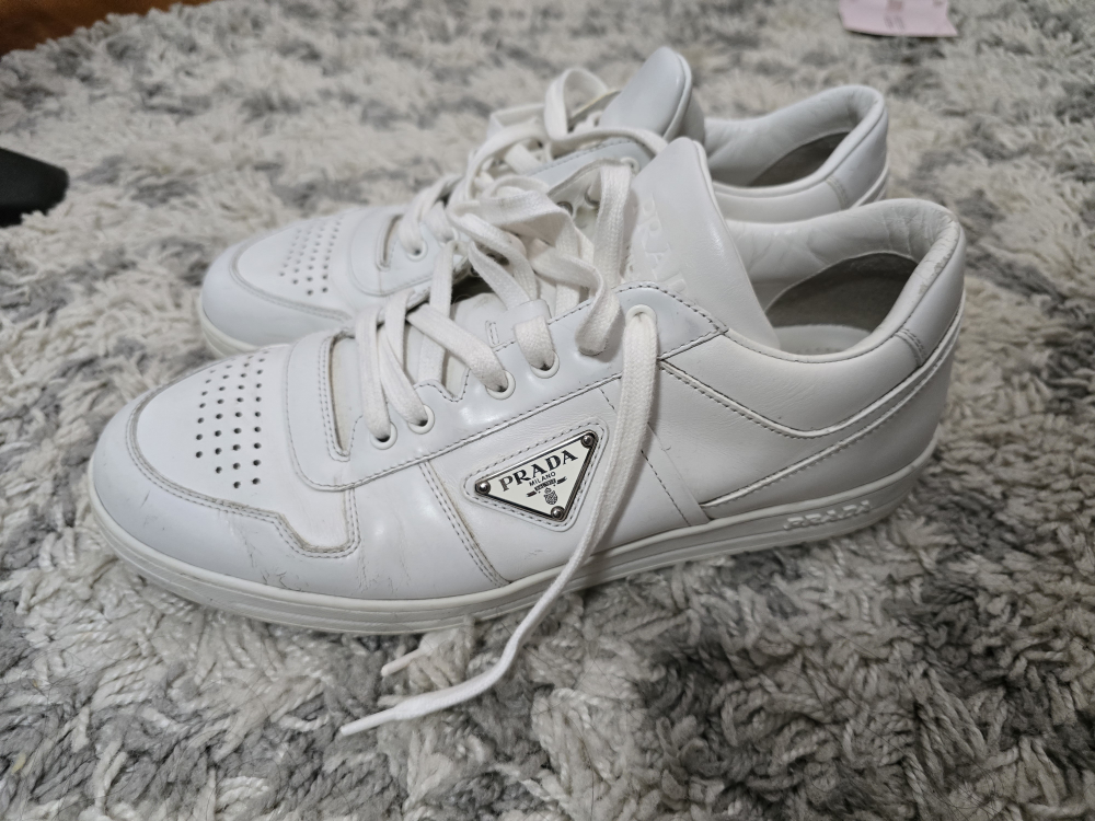 Prada White Leather Sneakers