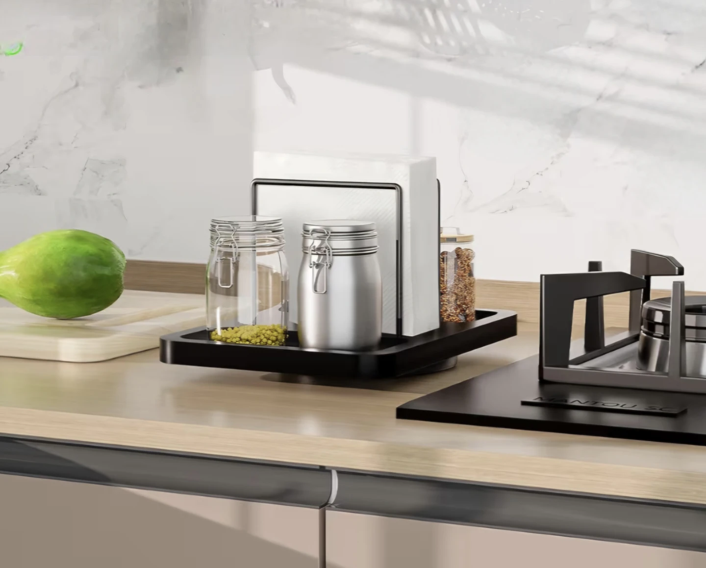 Rotating Napkin Holder Dispenser with Salt Pepper Shakers Caddy - photo 4