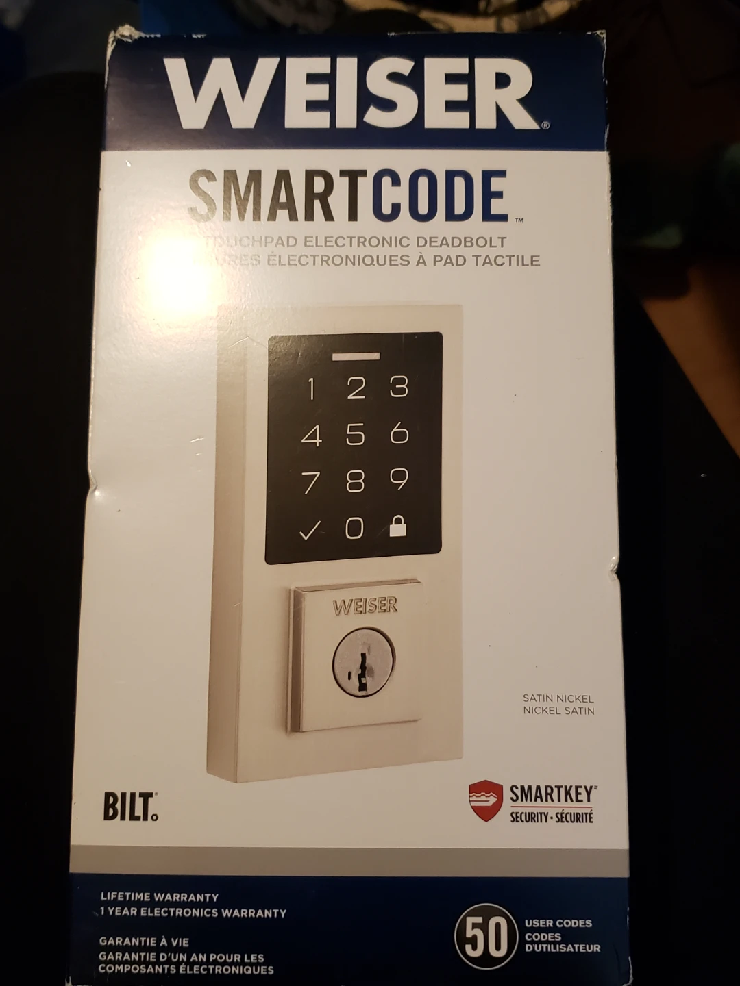Weiser SmartCode Touchpad Electronic Deadbolt - Satin Nickel