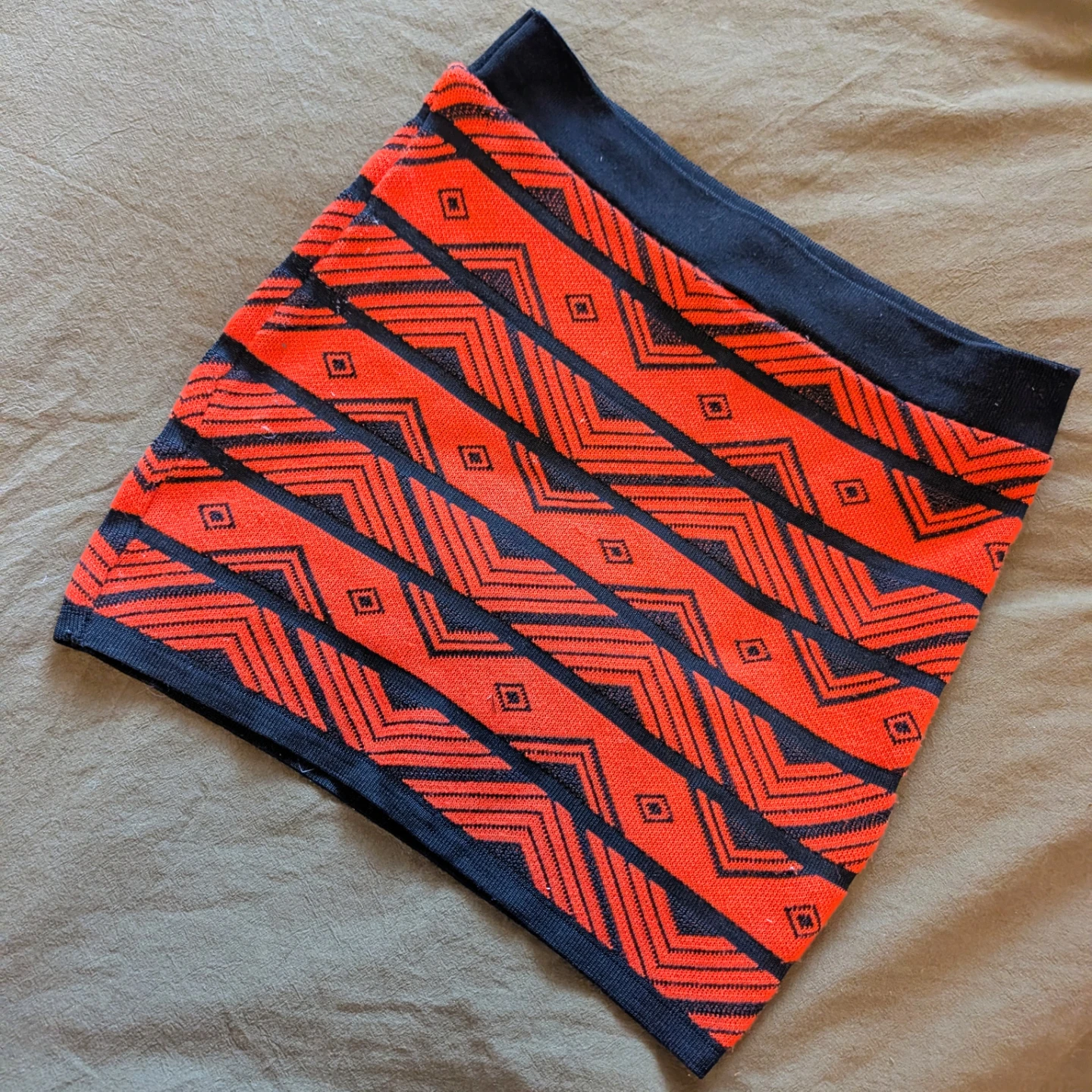 Moment Orange Black Geometric Skirt