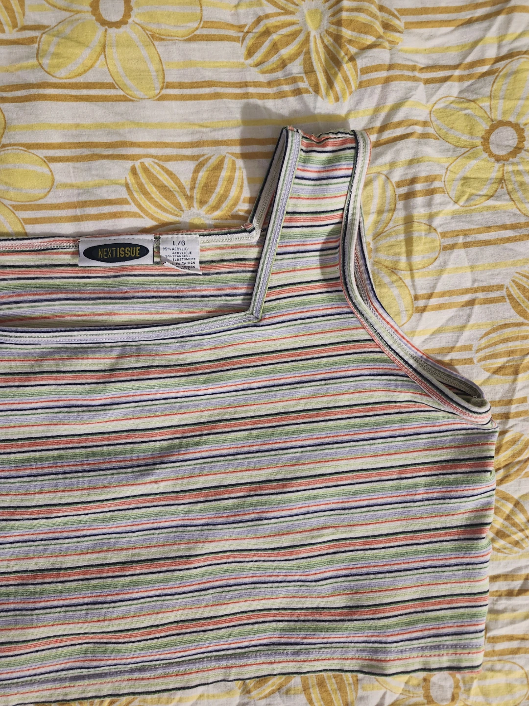 Multi-coloured striped cropped tank top - photo 3