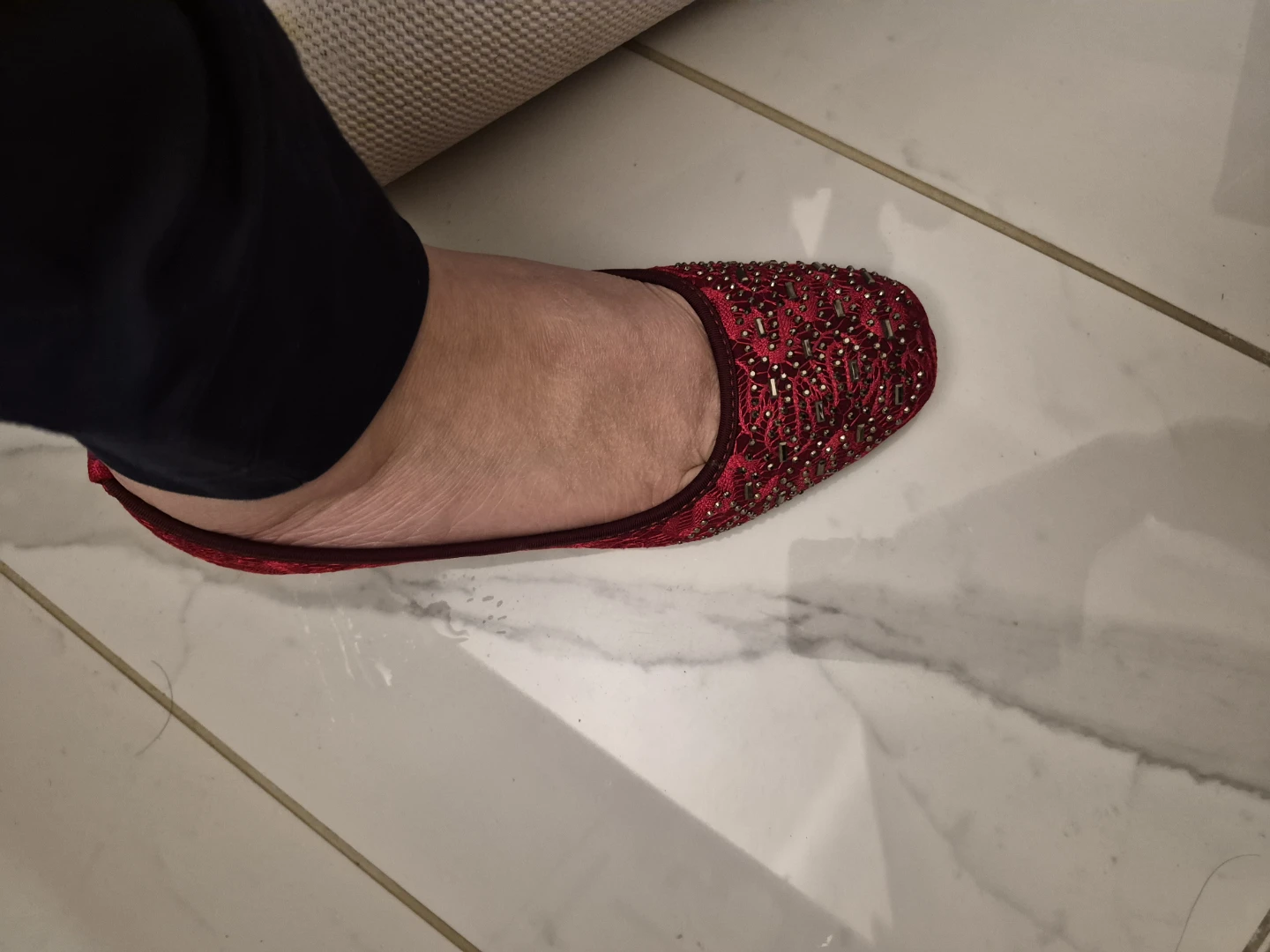 Red Stylo Wedge Flats with Embellishments - Size 38 - photo 3