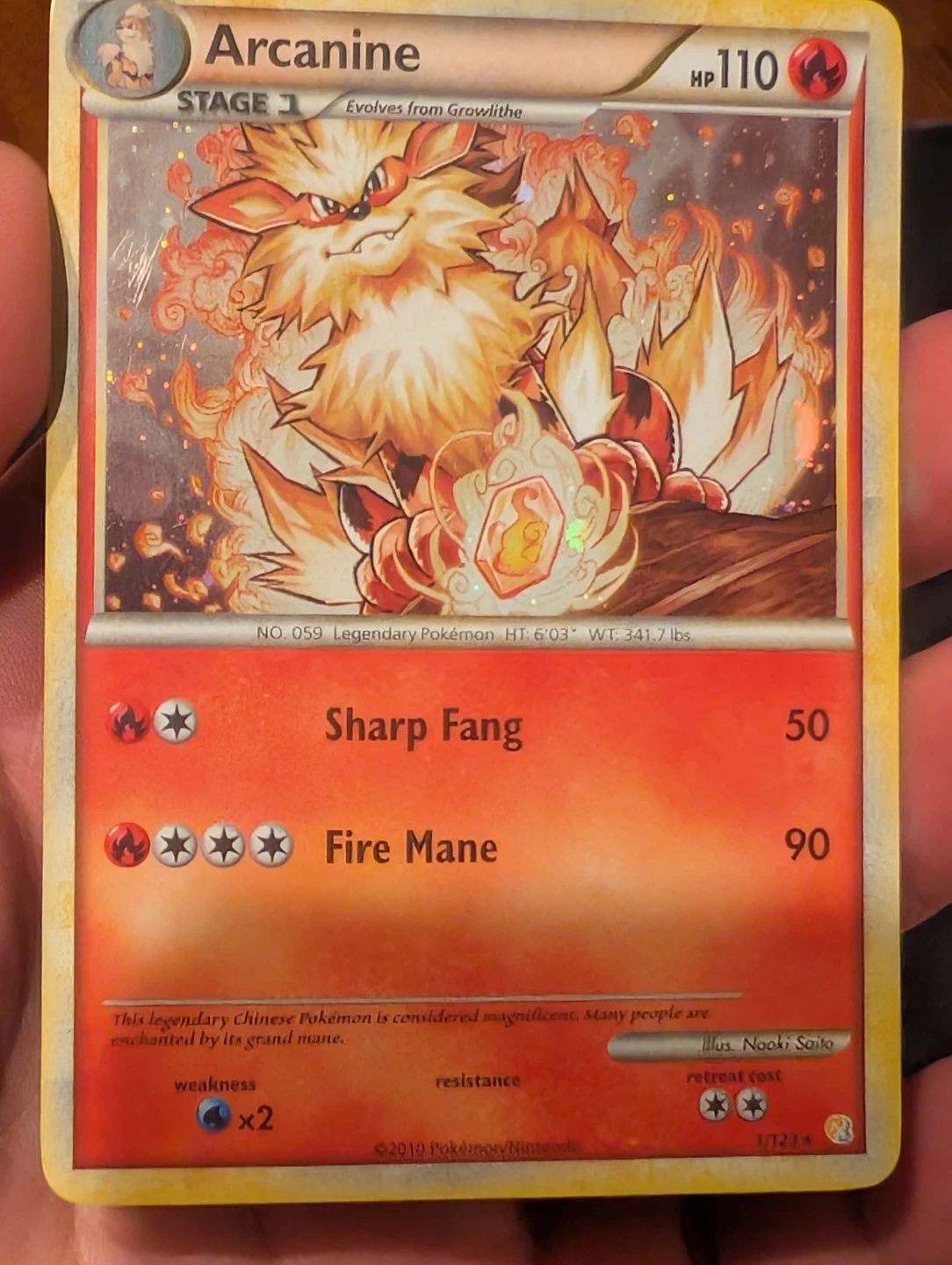 Arcanine Heartgold & Soul Silver Holo 1/123 - Pokemon - photo 3