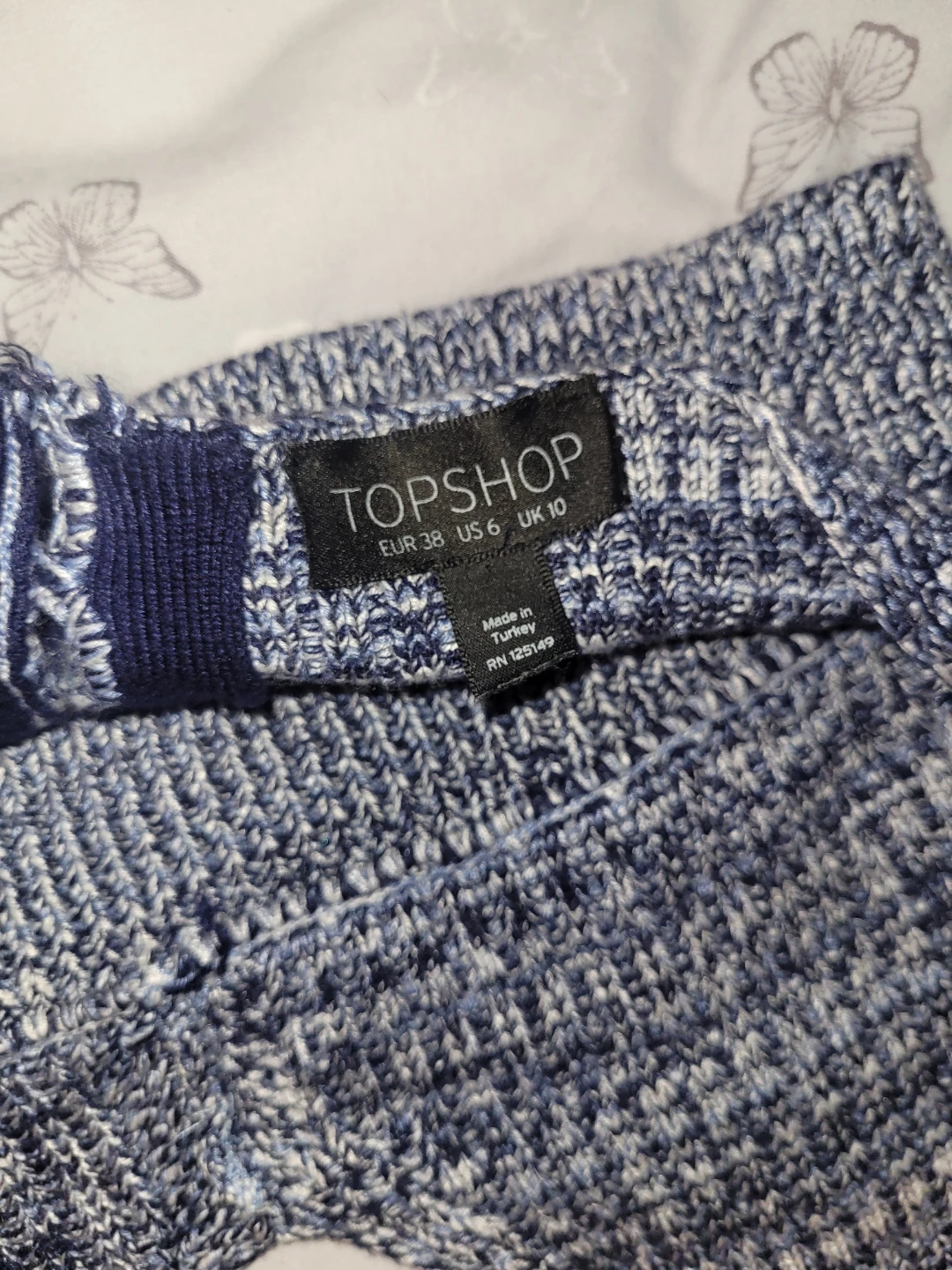Topshop Blue & White Knit Halter Top - Size UK 10 - photo 3