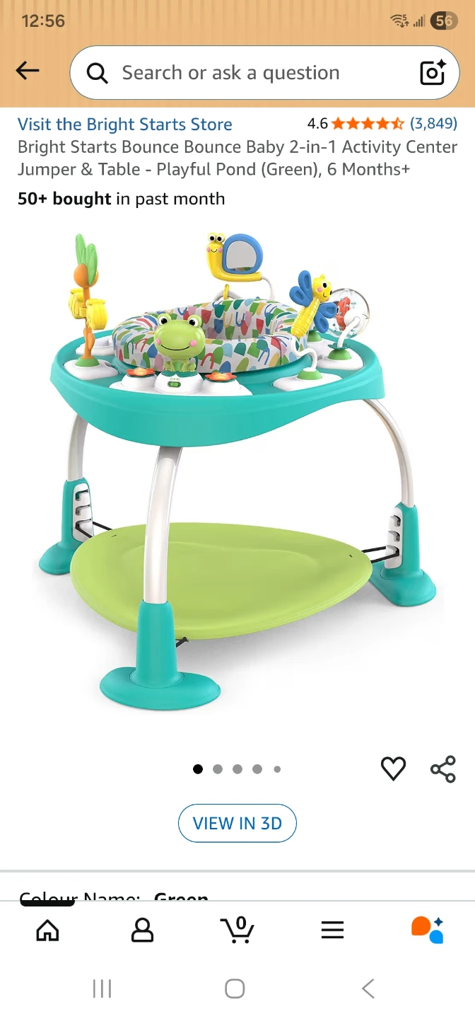 Bright Starts Bounce Baby 2-in-1 Activity Center Jumper & Table