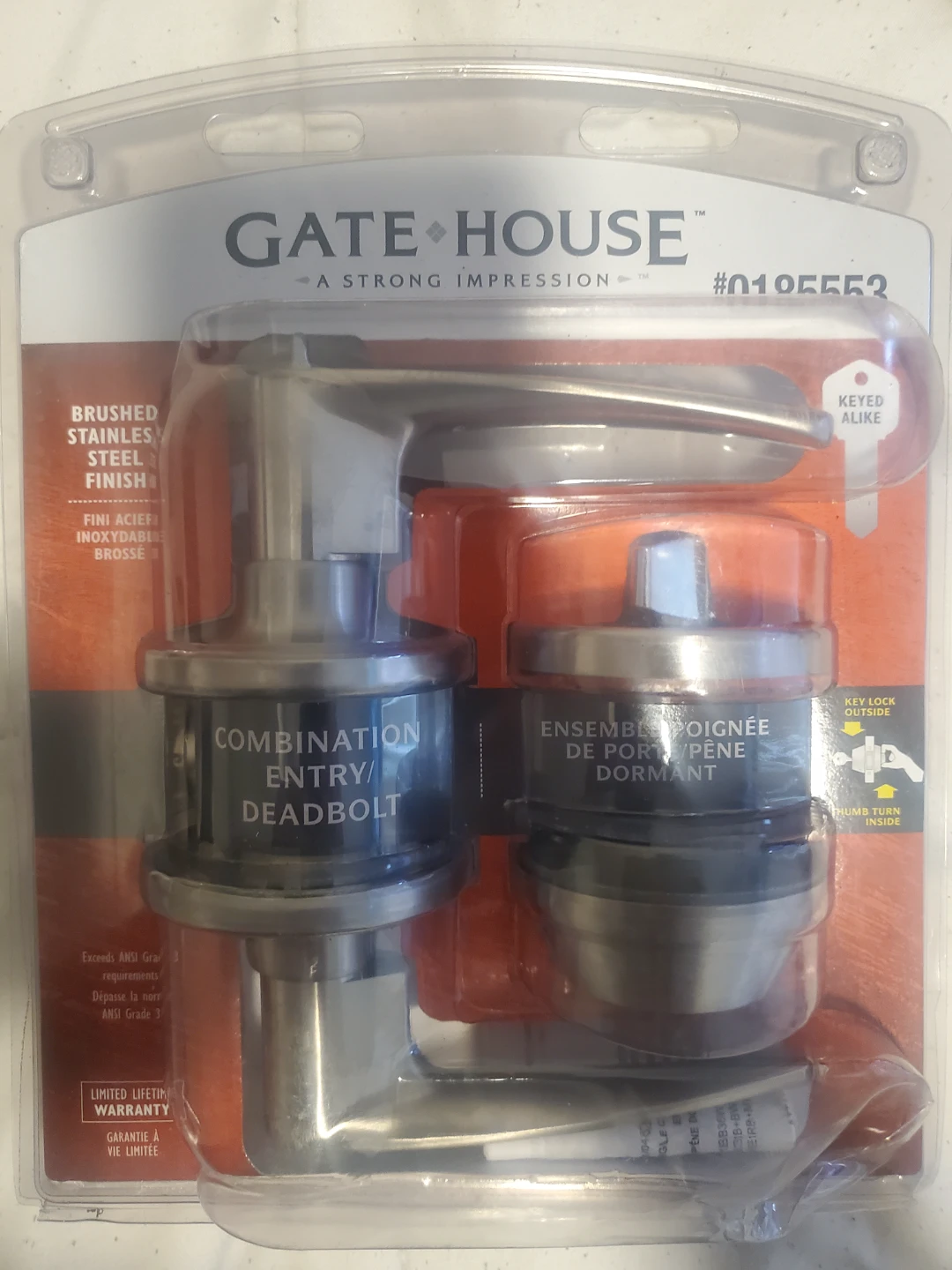 Combination Entry/Deadbolt Lock Set - Brushed Stainless Steel