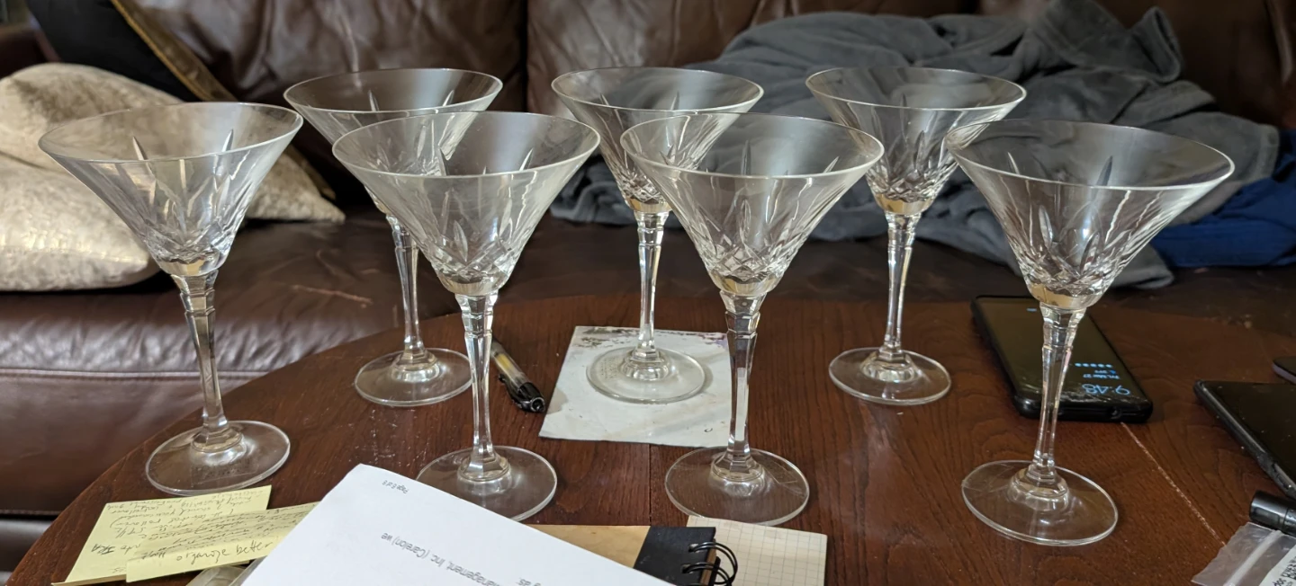 Tuscany Crystal Martini Glasses - Set of 7