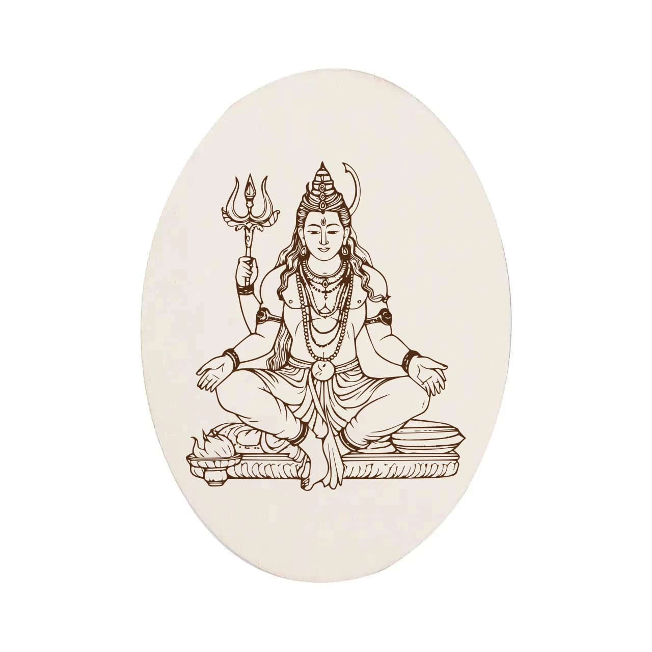 Laser Engraved Lord Shiva Oval Coaster