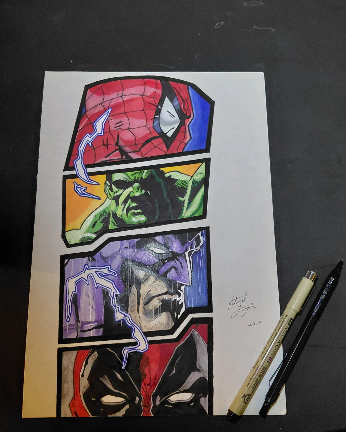 “Marvel & DC Split Panel – Original Hand-Drawn Comic Art (Framed - photo 3