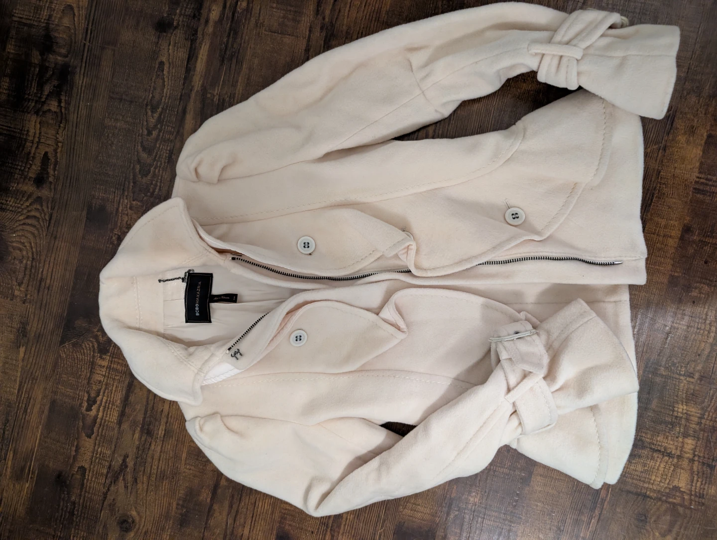 BCBGMAXAZRIA Cream Wool Blend Jacket