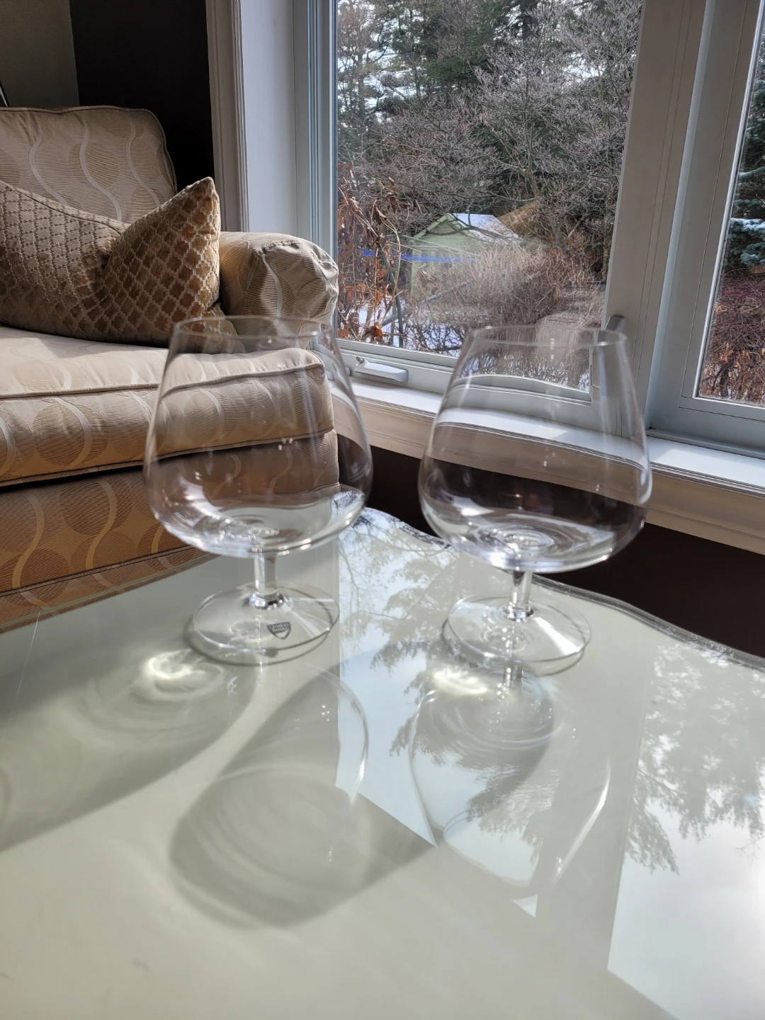 1/2 Price Vtg. Pair Orrefors Sweden Brandy Glasses