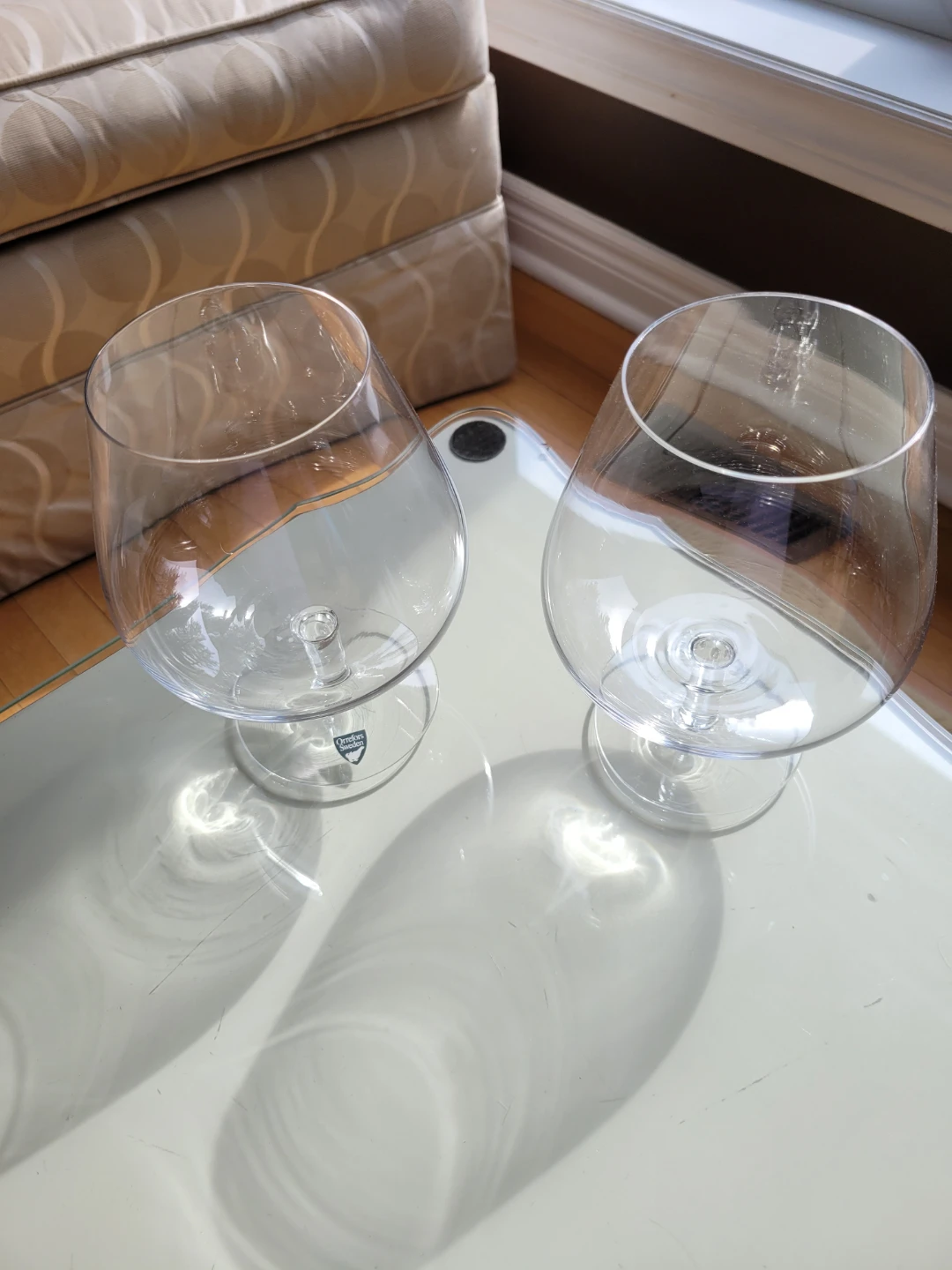 1/2 Price Vtg. Pair Orrefors Sweden Brandy Glasses - photo 2