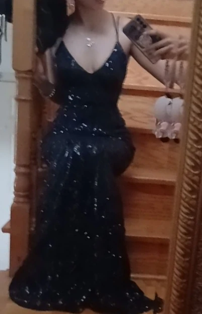 Lovely Day Sequined Navy Maxi Dress Size S - photo 5